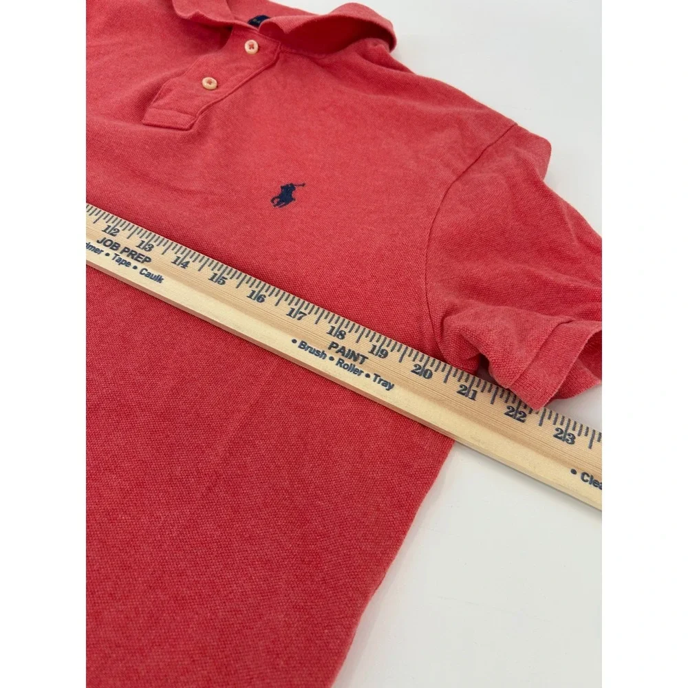 Polo Ralph Lauren Mens Custom Slim Fit Polo Shirt Red Heather Cotton Large